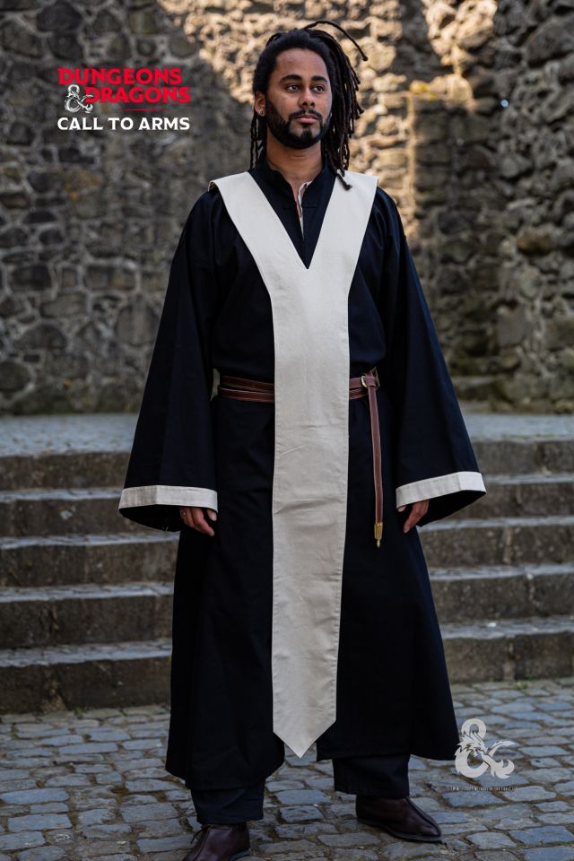 Robe de mage Donjons et Dragons, en noir et écru 2