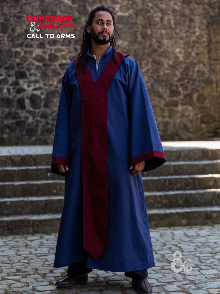 Robe de mage Donjons et Dragons, en bleu et bordeaux 2