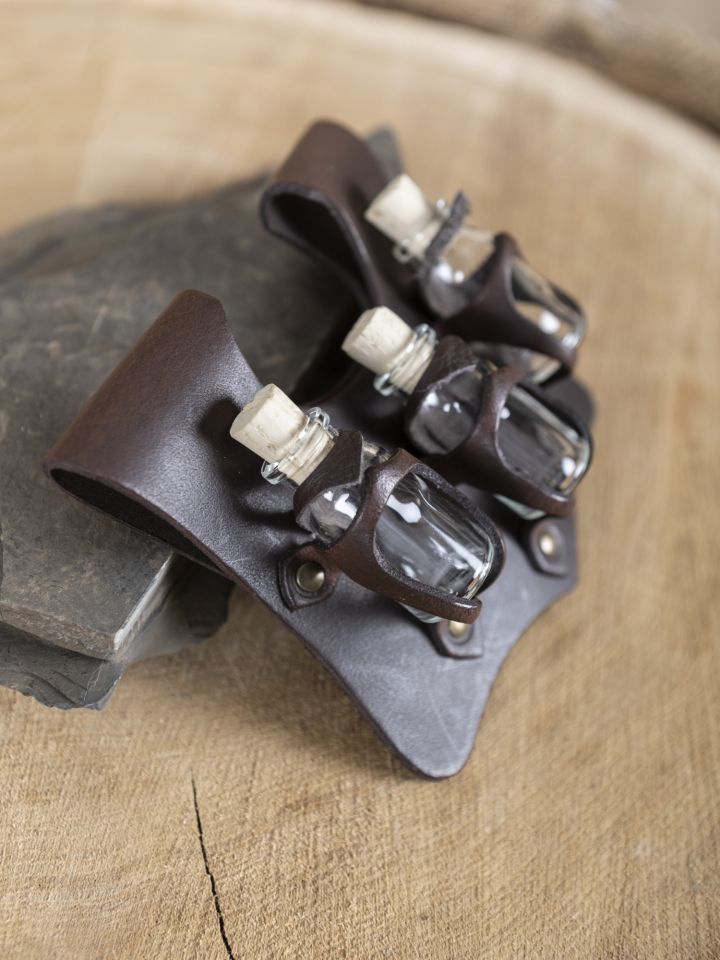 Porte-fioles, avec 3 bouteilles en marron 2