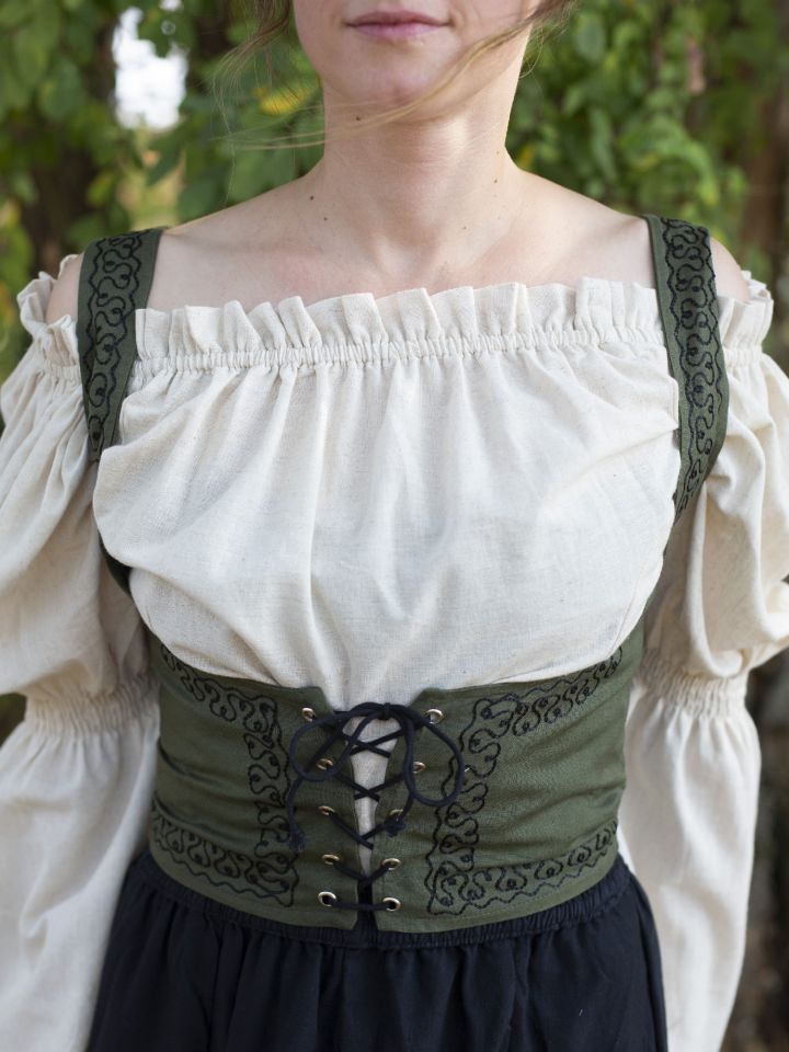 Bustier en coton avec broderies en vert 2