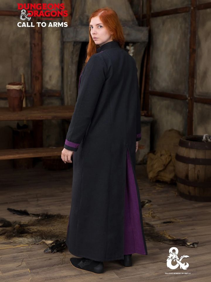 Manteau de maître sorcier noir et lilas 2