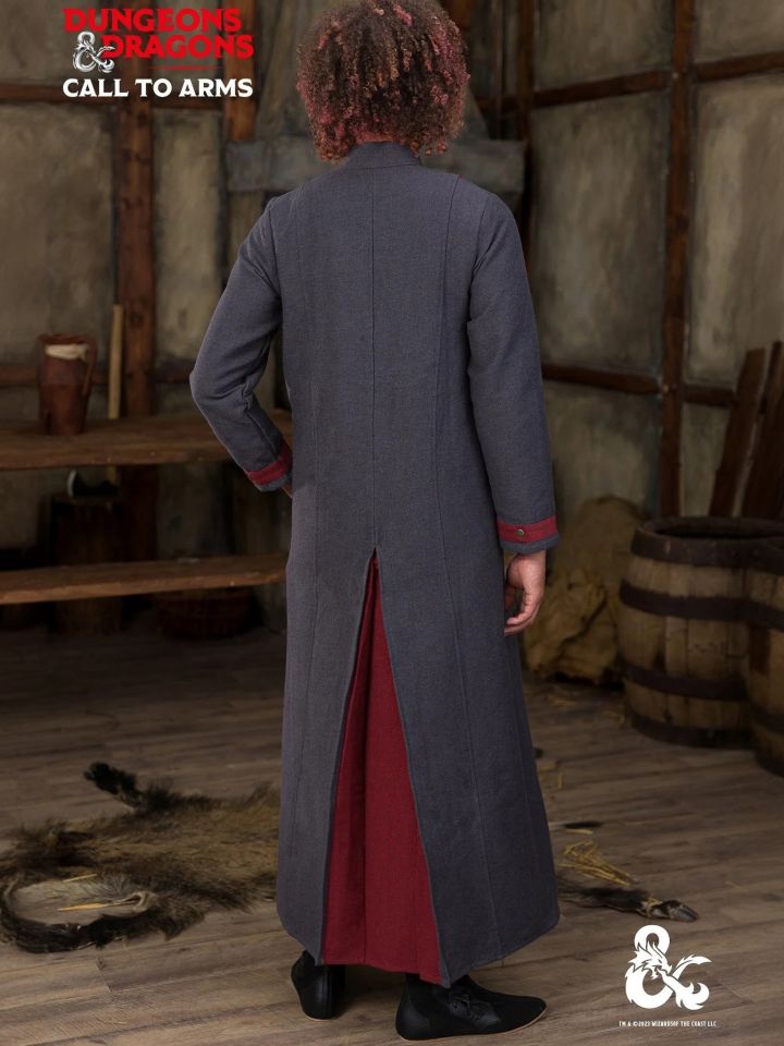 Manteau de maître sorcier gris et rouge 2