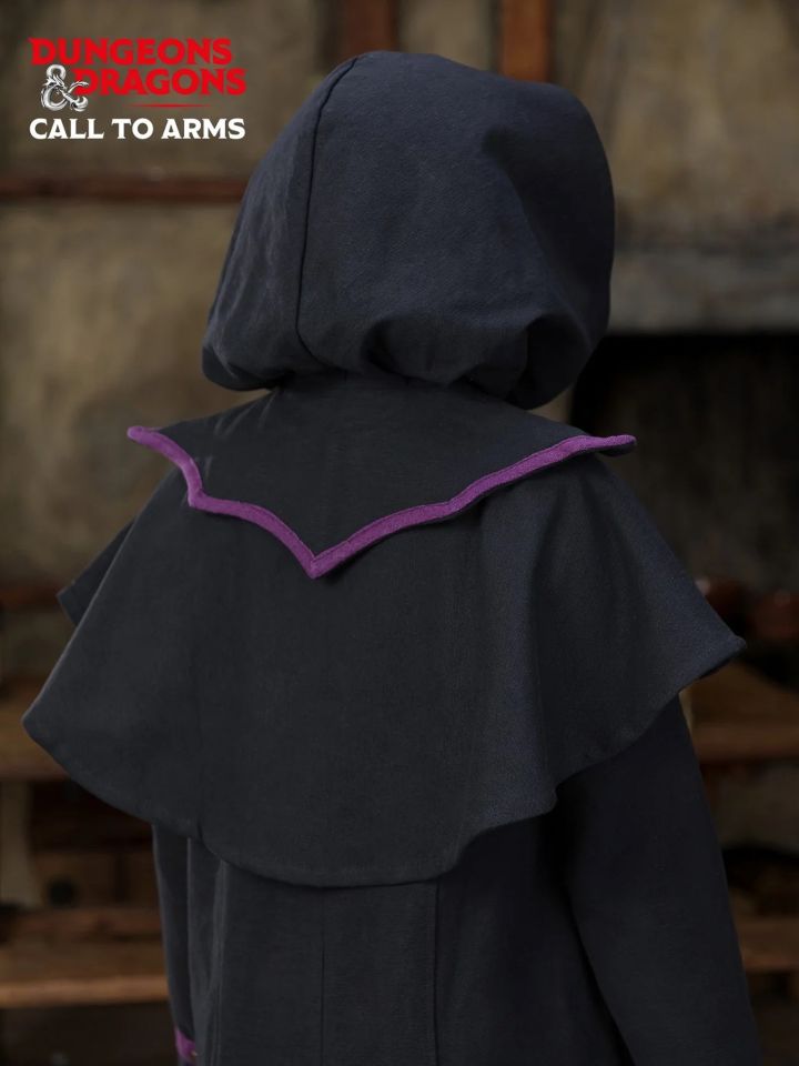 Capuche de démoniste avec col noire et lilas 2