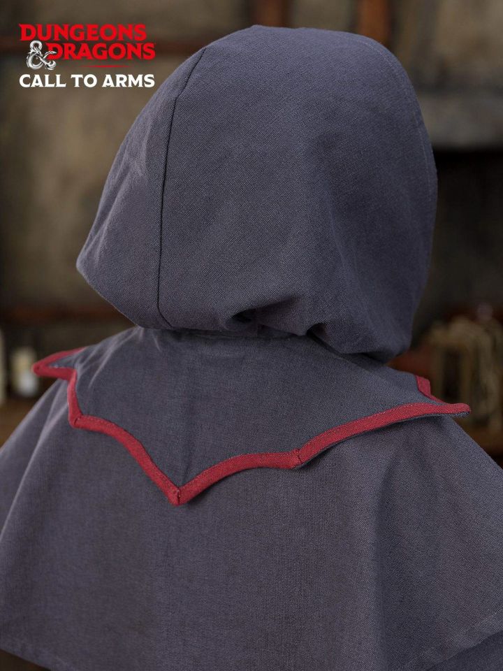 Capuche de démoniste avec col gris-rouge 2