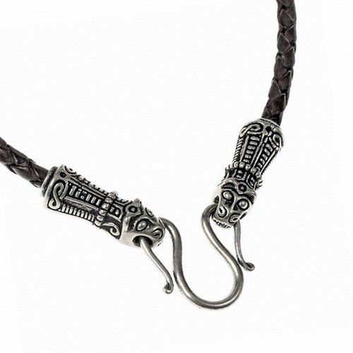 Collier viking en cuir "Mandermark" noir 2