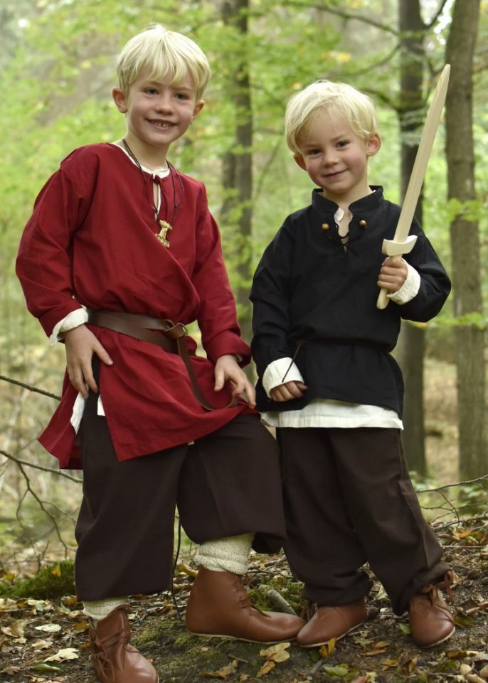 Chemise médiévale pour enfant, en noir 110 2