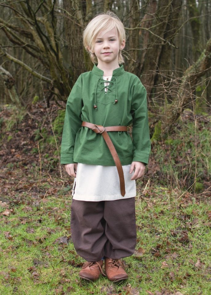 Chemise médiévale pour enfant, en vert 110 2