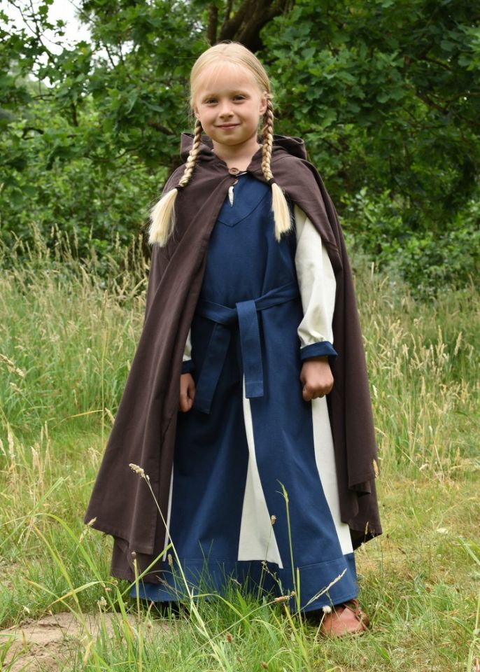 Cape médiévale pour enfant en coton marron 110 2