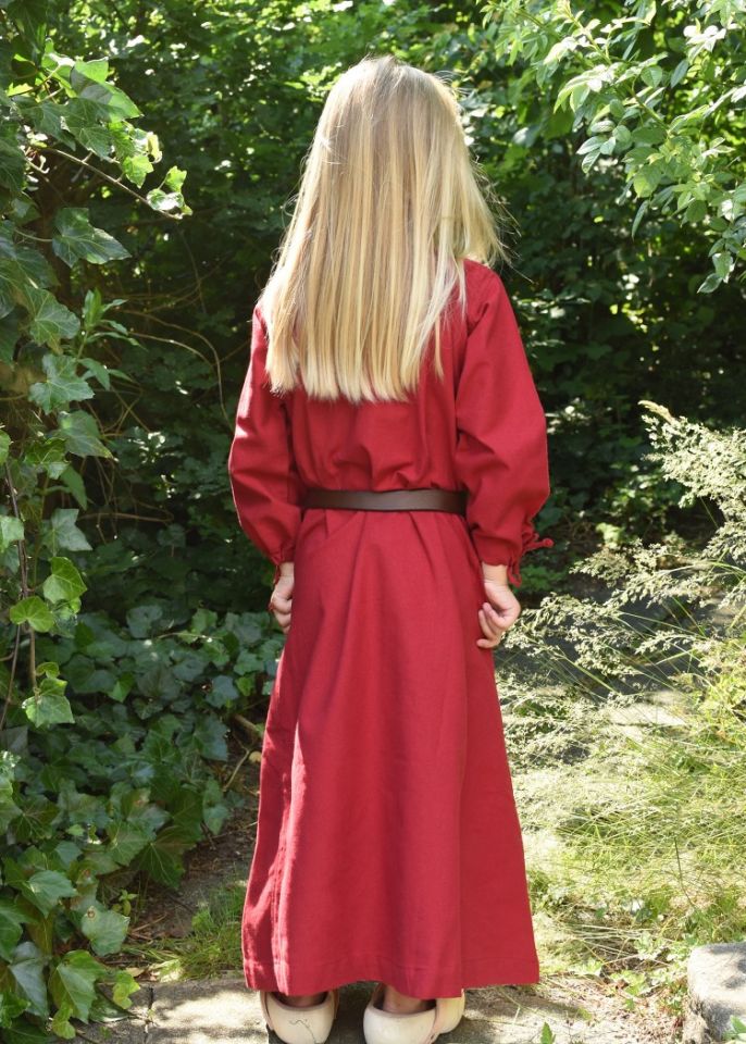 Robe médiévale Mara pour enfant en rouge 2