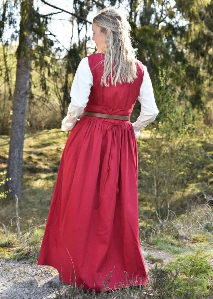 Robe médiévale paysanne sans manche en rouge 2