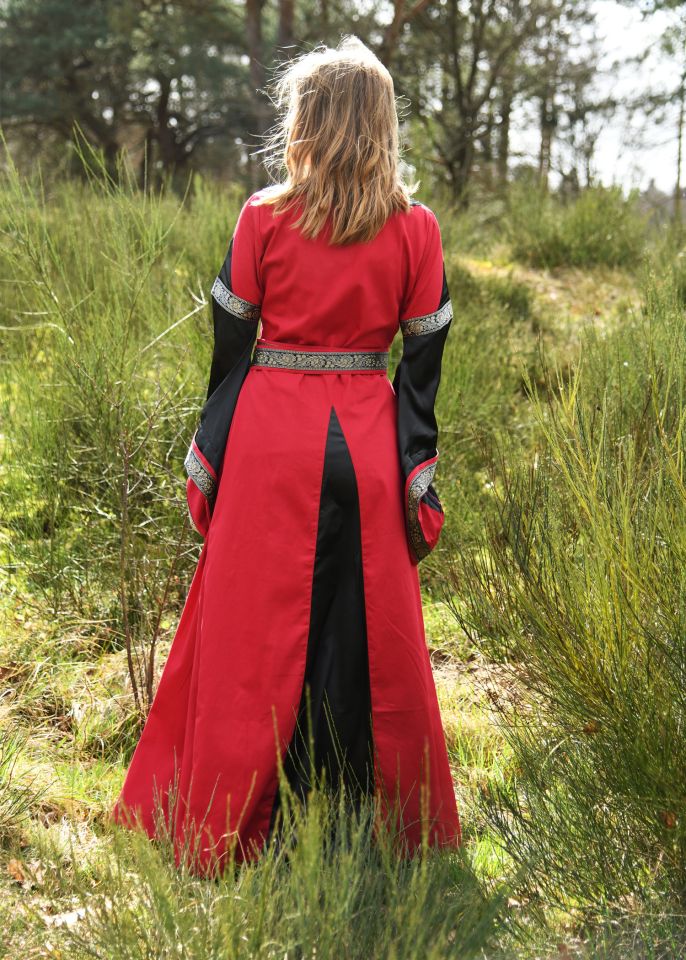 Noble robe médiévale Bliaut rouge-noir S 2
