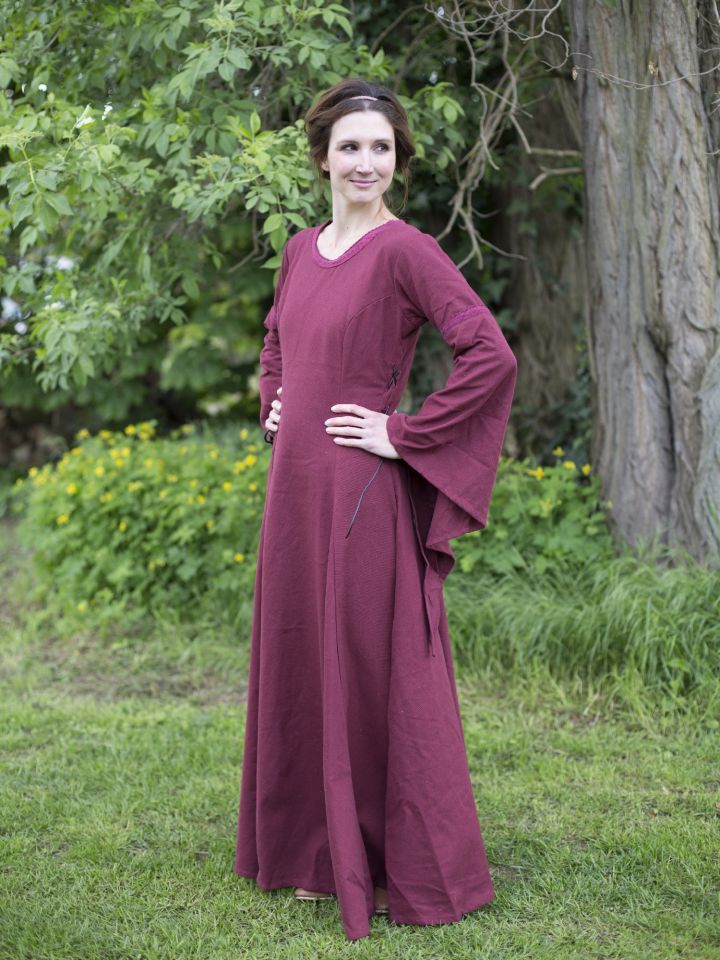 Robe médiévale manches trompette, en rouge/bordeaux XXL 2