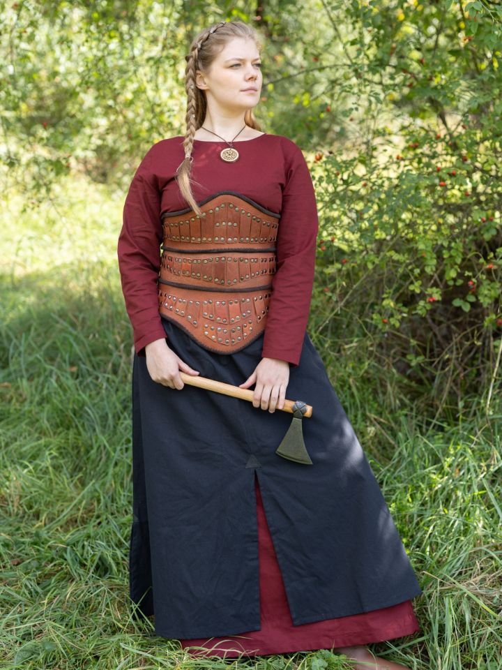 Corset en cuir marron, avec rivets L/XL 2