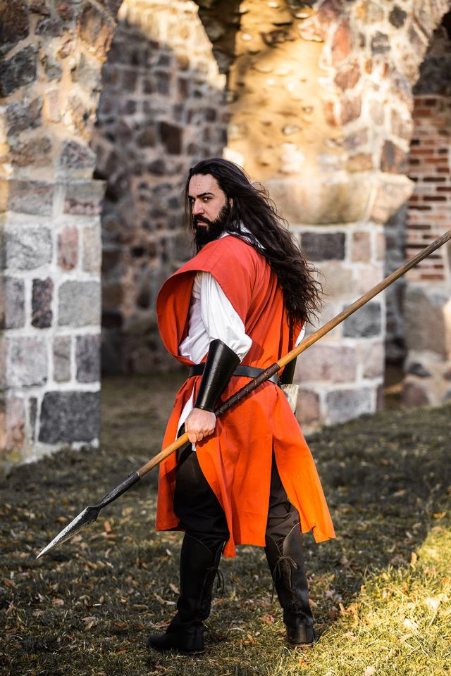 Tabard médiéval rouge orangé 2