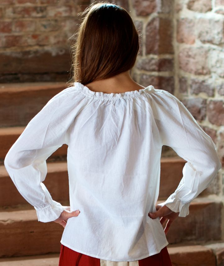 Blouse avec cordon de laçage, en blanc 2