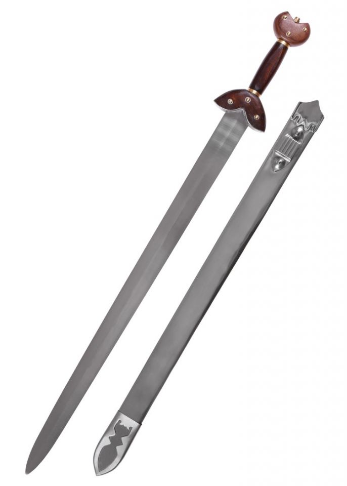 Epée celtique, avec poignée en bois et fourreau en acier 2