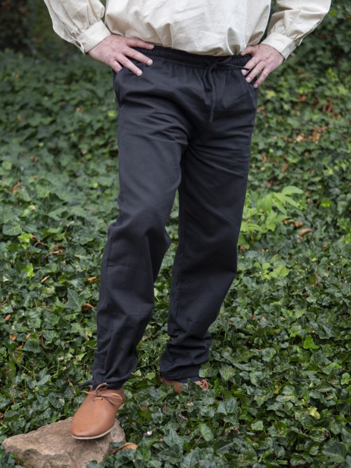 Pantalon médiéval avec cordon de serrage noir 2