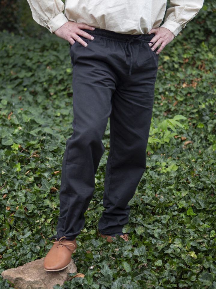 Pantalon médiéval avec cordon de serrage noir L 2