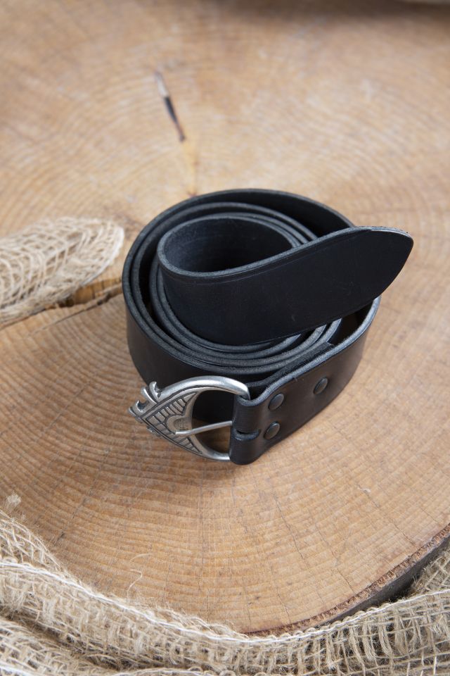 Ceinture en cuir noir extra longue 2