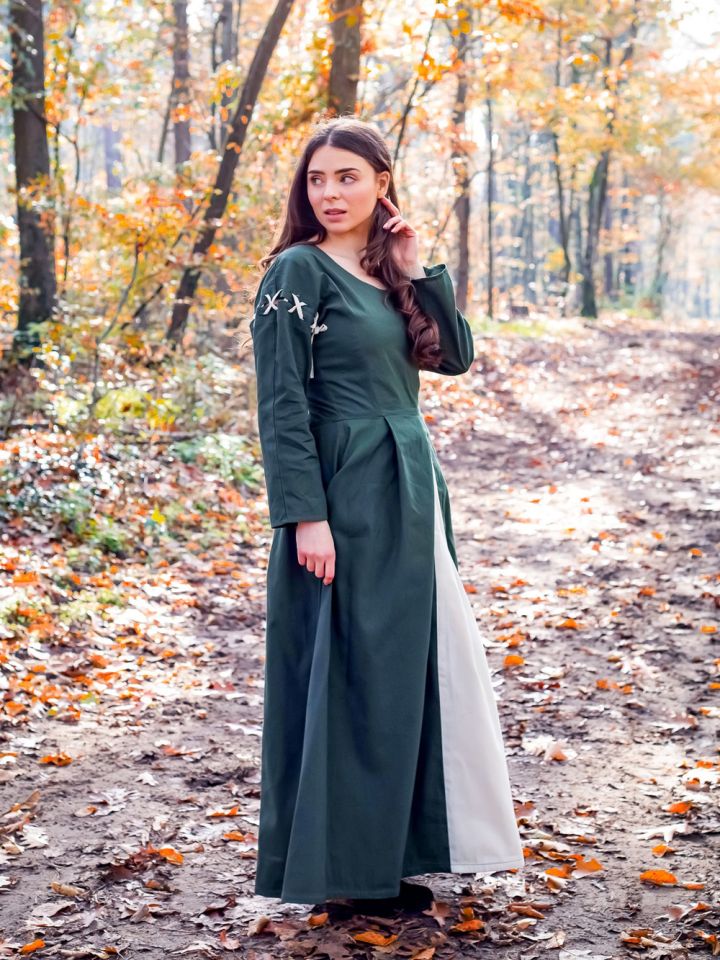 Robe médiévale Larina en vert - écru XXL 2