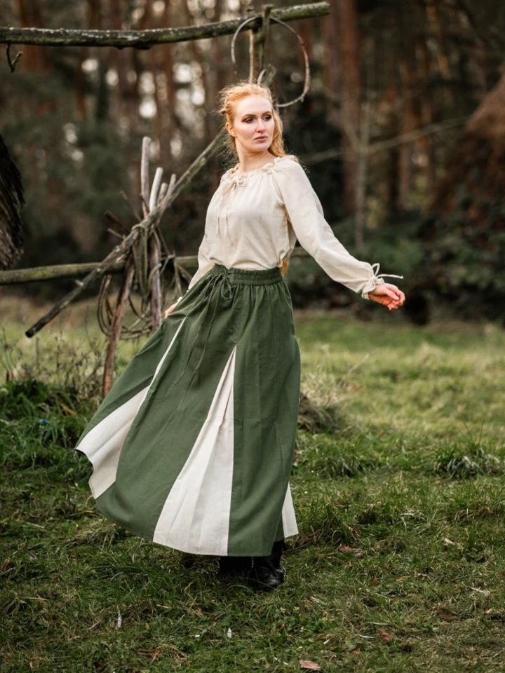 Jupe médiévale bicolore vert - écrue L/XL 2