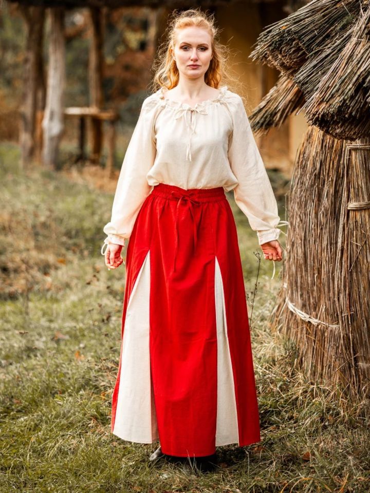 Jupé médiévale bicolore rouge- écrue 2