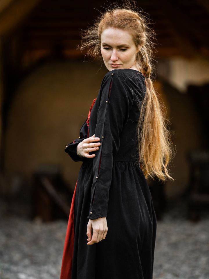 Robe médiévale en coton noire et rouge M 2
