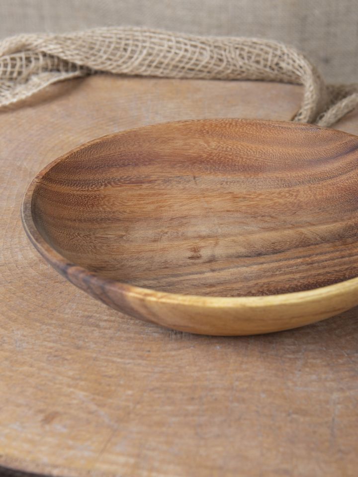 Assiette à soupe ronde en bois d'acacia 2