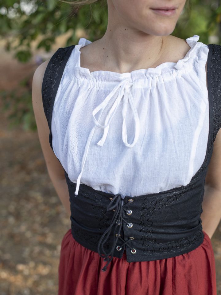 Bustier en coton avec broderies en noir 2