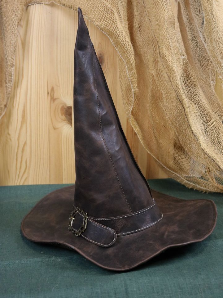 Chapeau de magicien en cuir marron 2