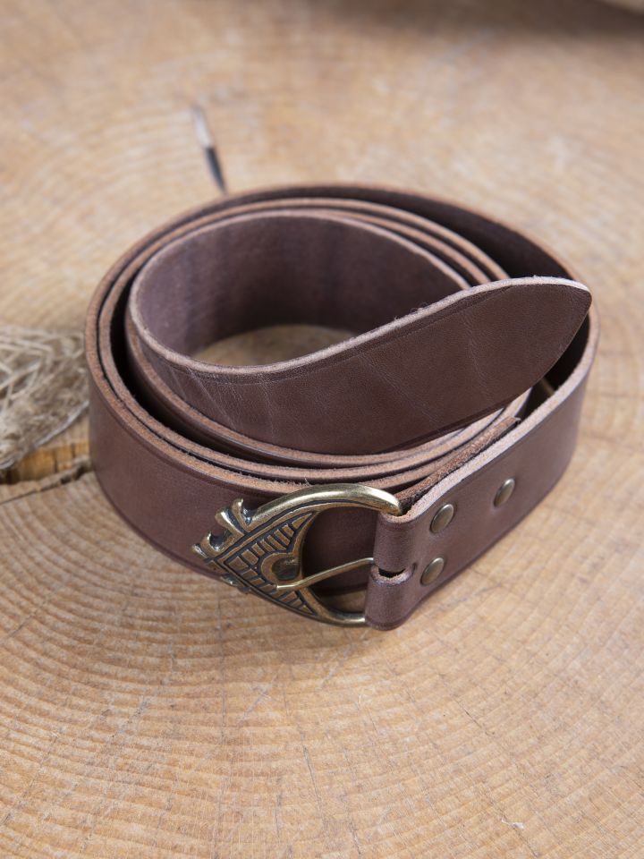 Ceinture en cuir marron  extra longue 2