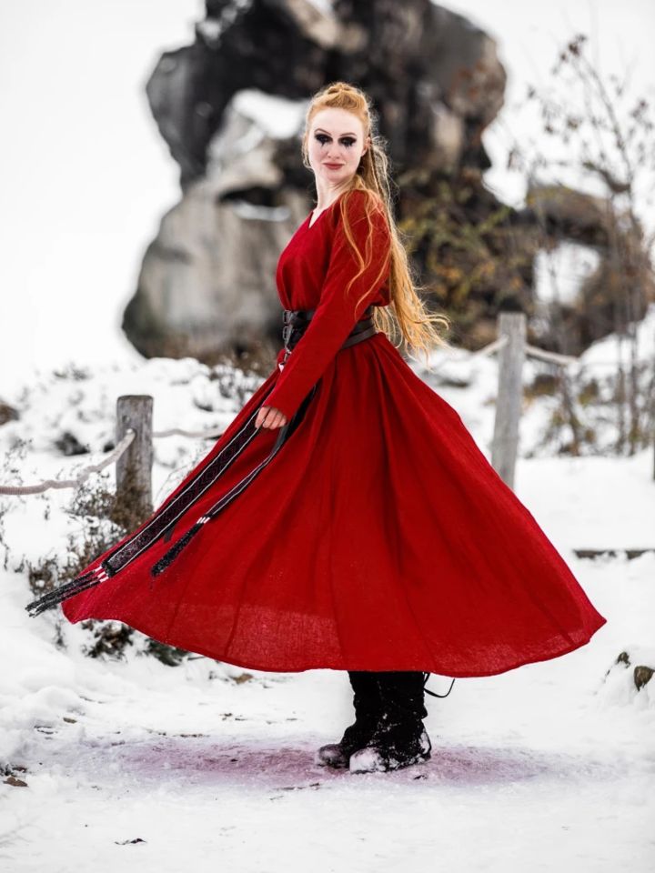 Robe en lin Anna, rouge 2