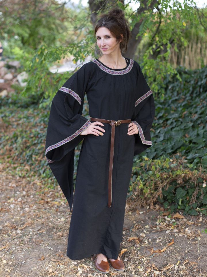 Robe Médiévale à galons, en noir S 2