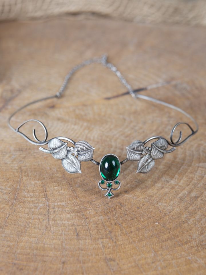 Couronne tiare avec perles vert foncé 2