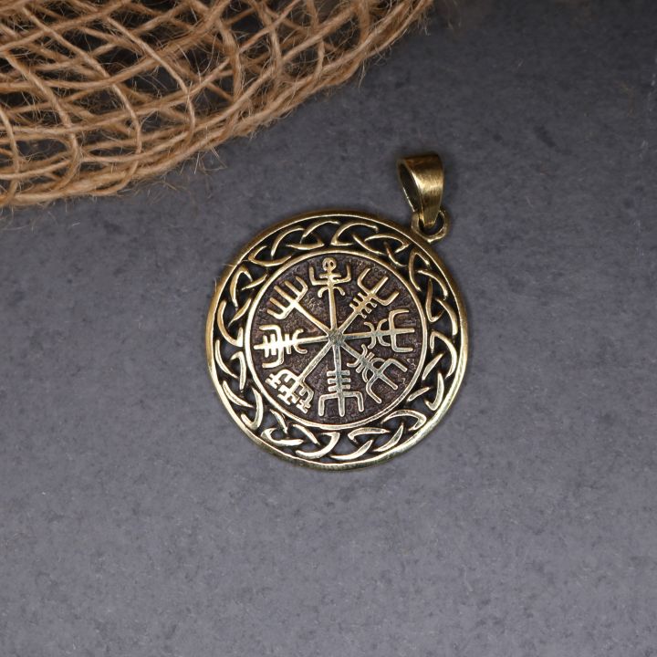 Pendentif Vegvisir avec motif nœud, en bronze 2