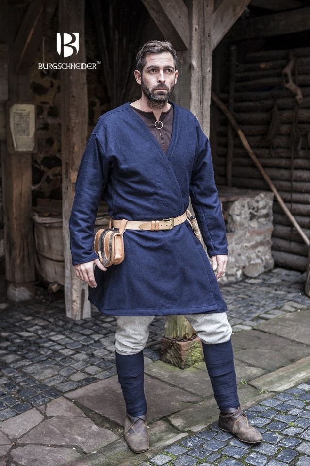 Veste viking croisée en laine, couleur bleue M 2