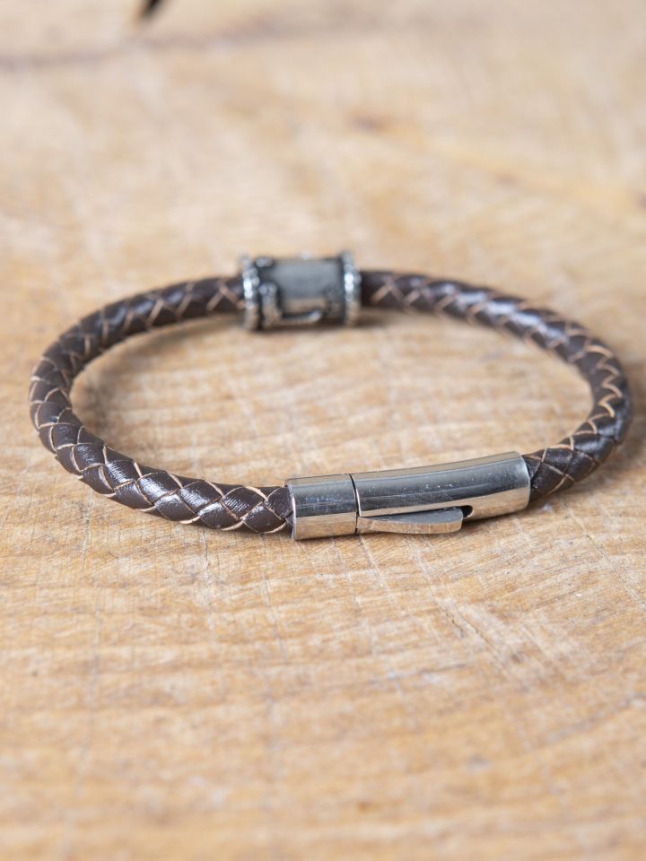 Bracelet en cuir marron avec perle Viking Grand 2