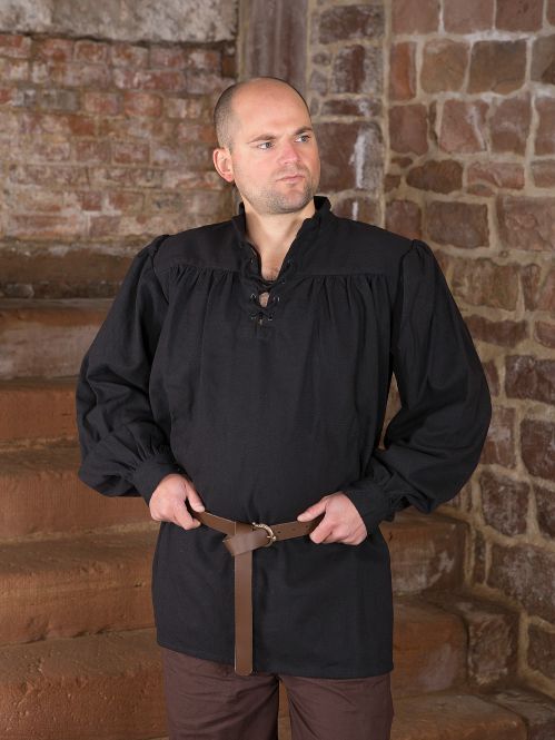 Chemise médiévale unisexe, noire XL 2