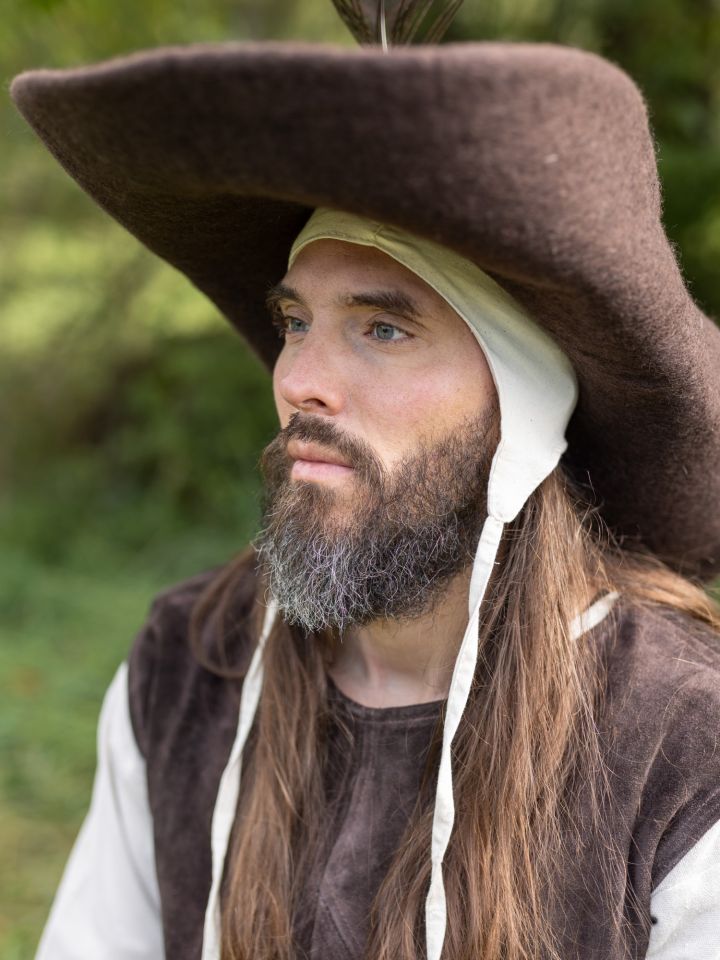 Chapeau tricorne ou bicorne en feutre en marron 2