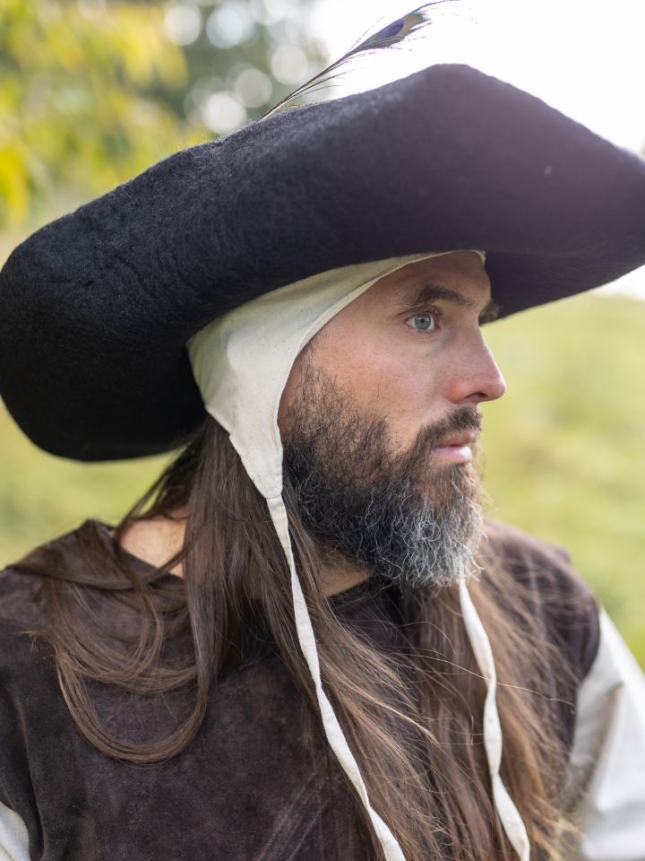 Chapeau tricorne ou bicorne en feutre en noir 2