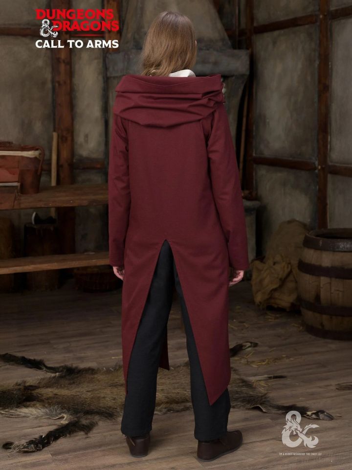 Manteau D&D Paladin à grande capuche en bordeaux 2