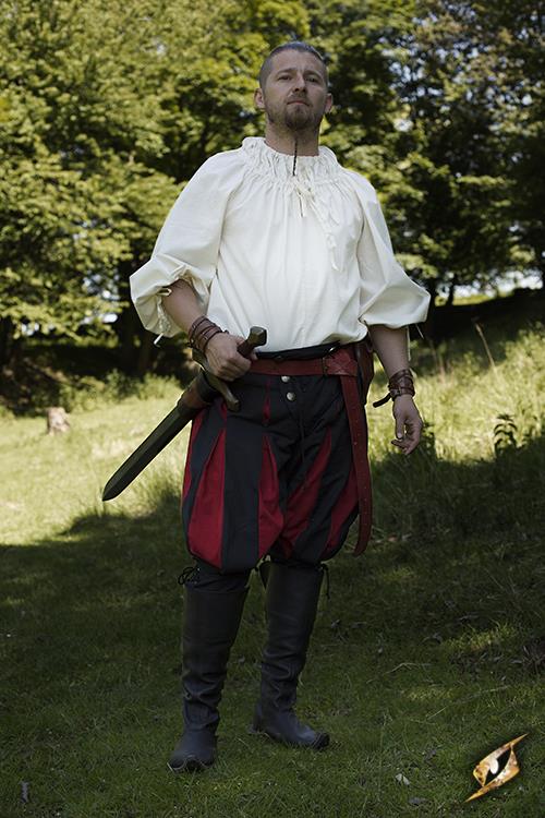 Chemise médiévale froncée au col en blanc écru 2