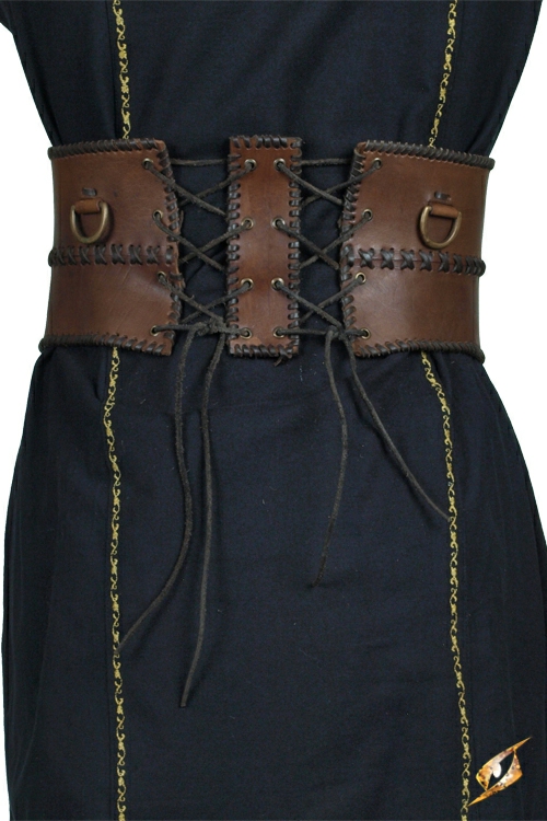 Ceinture corset en cuir, en marron 2