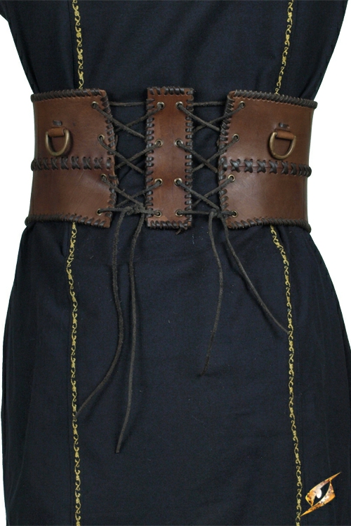 Ceinture corset en cuir, en marron 2