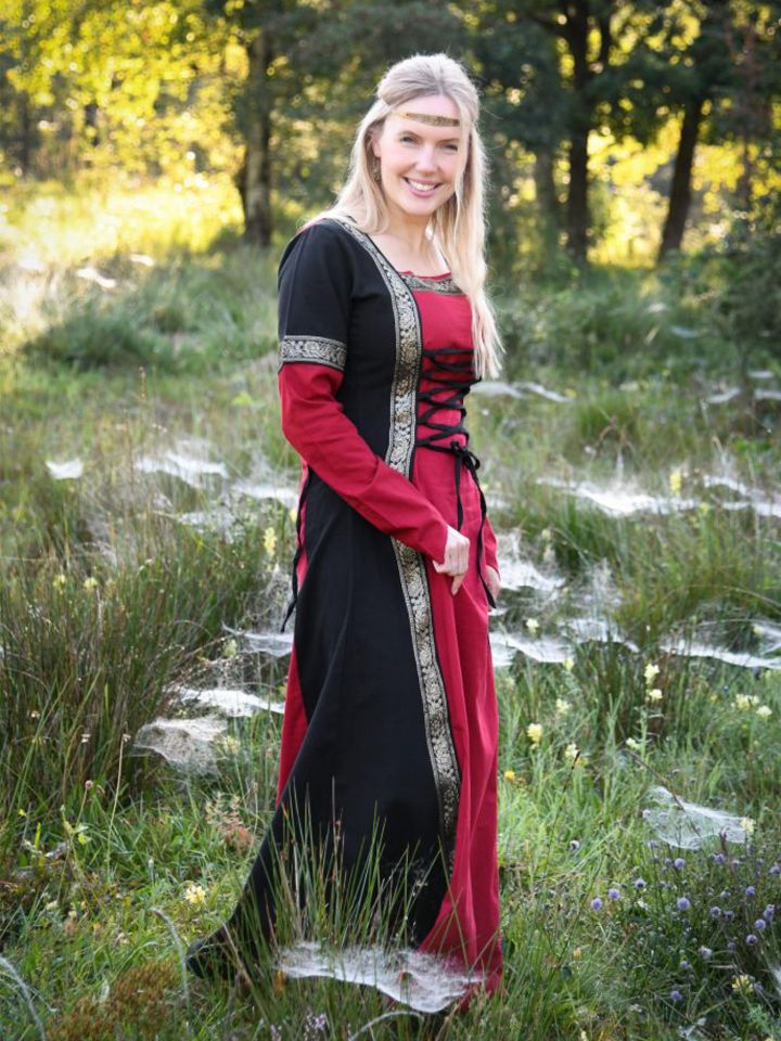Robe médiévale Eléonore en rouge et noir XL 2