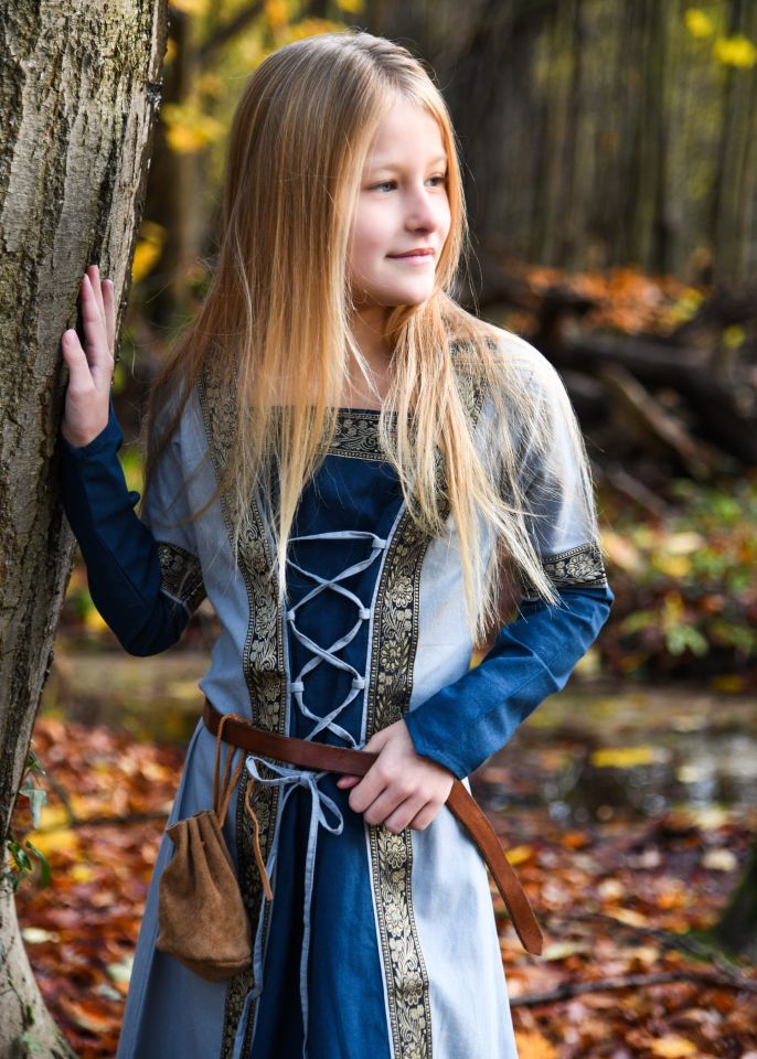 Robe médiévale Eléonore en bleu pour enfant 2