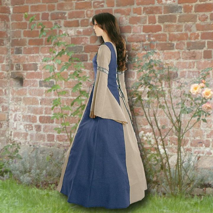 Robe médiévale Elisabeth en bleu clair et sable 50 - 54 2