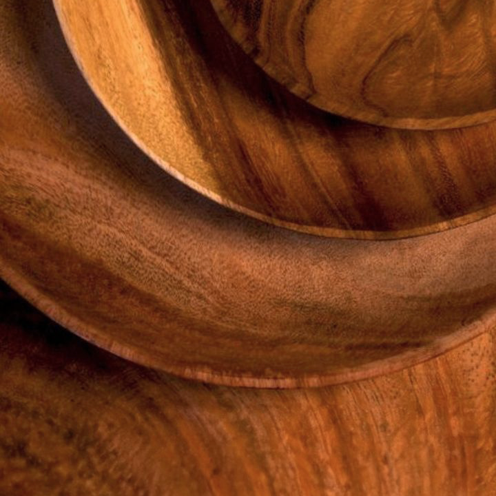 Lot de quatre assiettes plates en bois d'acacia 2