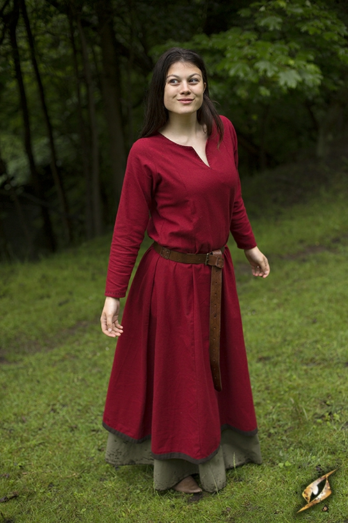 Robe avec surpiqures en rouge XL 2