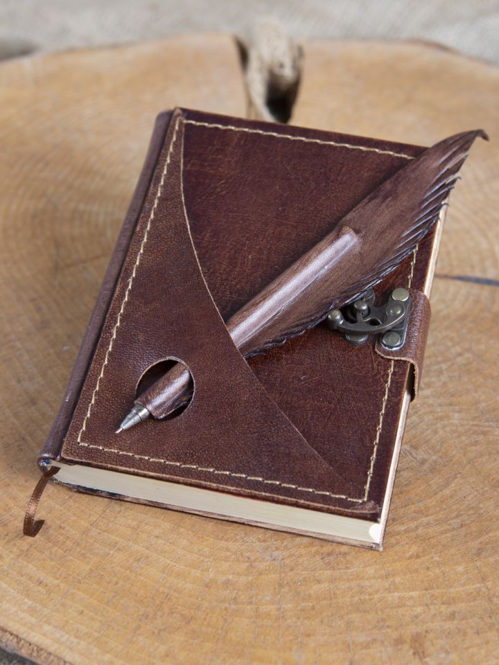 Carnet d'écriture en cuir marron, modèle moyen 2